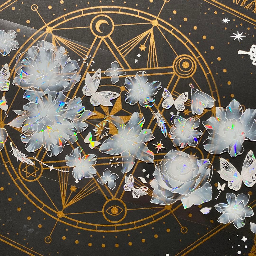 【9253】海外　マステ　中古巻　貝殻光マスキングテープ　半透明　お花