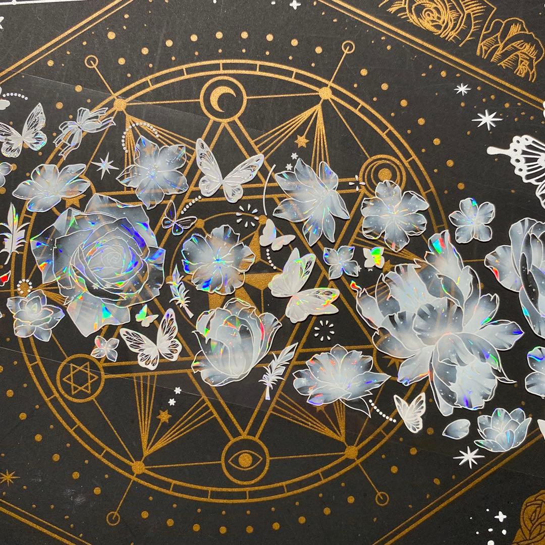 【9253】海外　マステ　中古巻　貝殻光マスキングテープ　半透明　お花