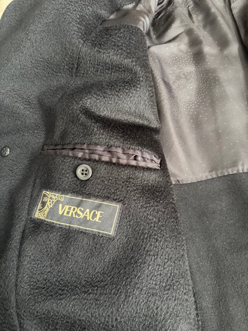 希少！ヴェルサーチ　ロングコート　カシミア100%　黒