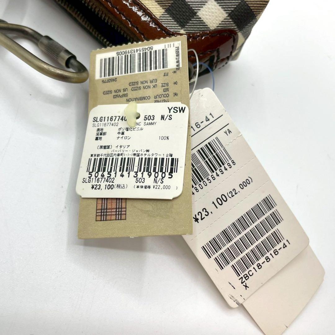 新品タグ付き Burberry 小物入れ ポーチ ノバチェック　レザー　PVC