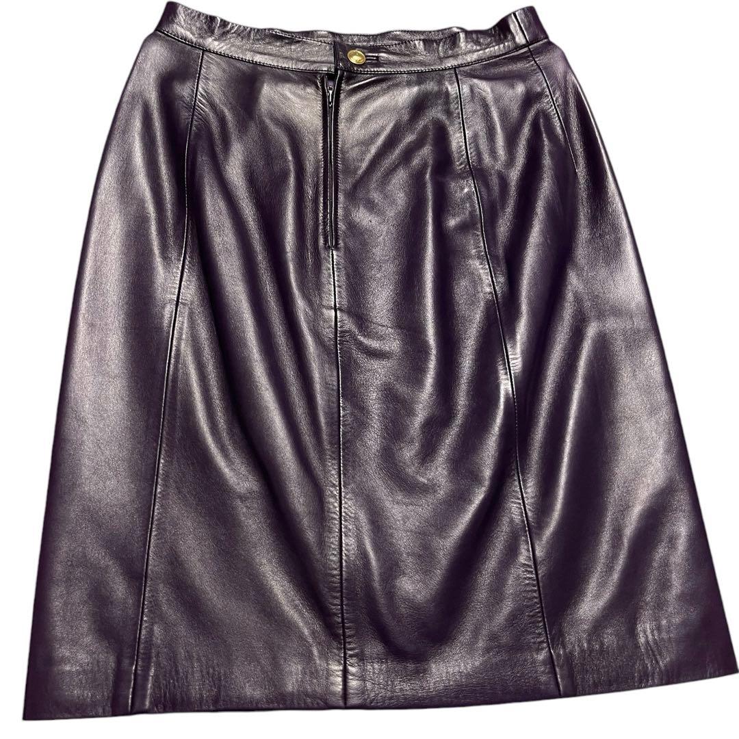【美品】GUCCI レザー スカート 42 ワインレッド