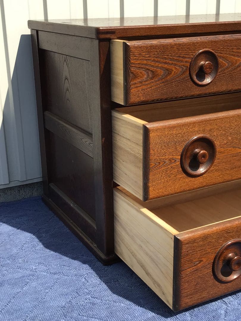 55万相当 高級民芸家具 北海道家具 国産ニレ材使用 遊木民 チェスト 北欧風