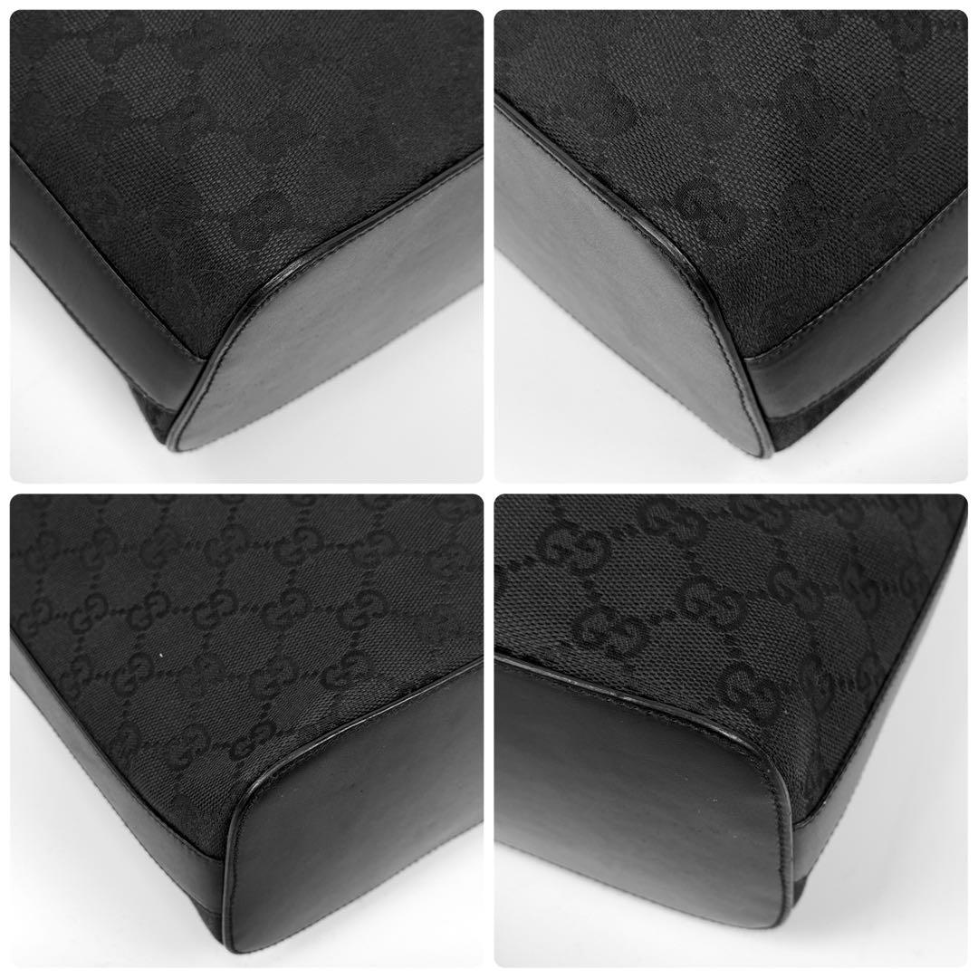 【極美品】GUCCI グッチ ワンショルダー バッグ GGキャンバス レザー 黒