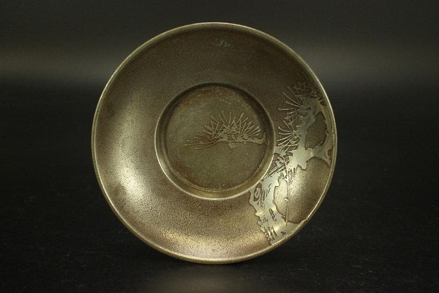 煎茶 錫茶托 四君子紋 円形 二種 十件 まとめて(A874)