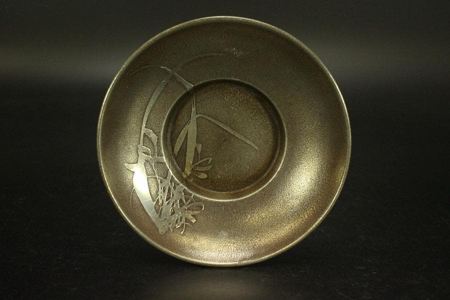 煎茶 錫茶托 四君子紋 円形 二種 十件 まとめて(A874)