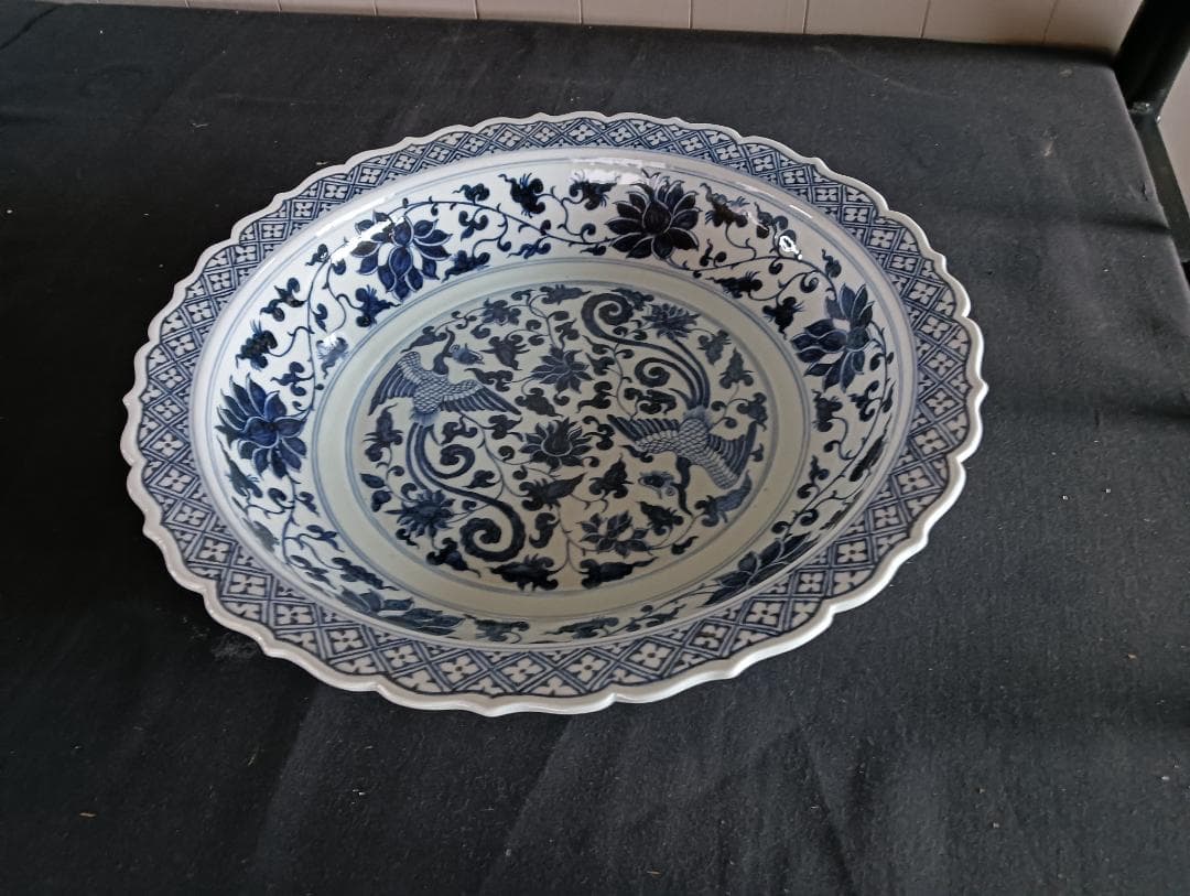 元代　鳳凰図大皿　劉書芬　作