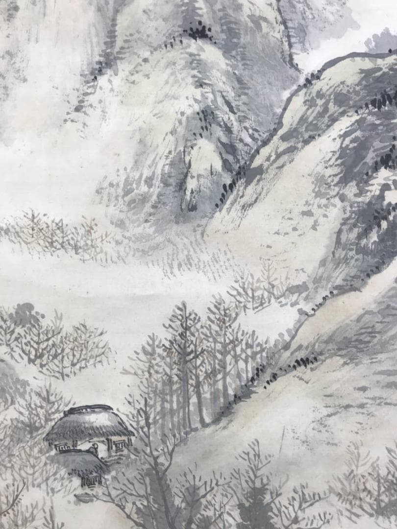 【真作】高森砕巌/秋渓幽棲図/山水図/掛軸☆宝船☆AD-443