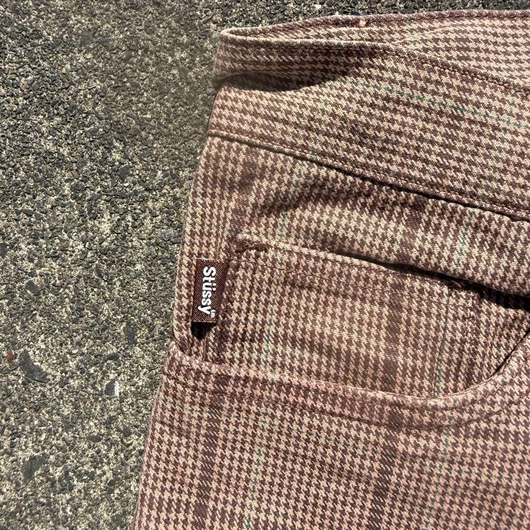 パンツ 90s OLD STUSSY brown check chino pants