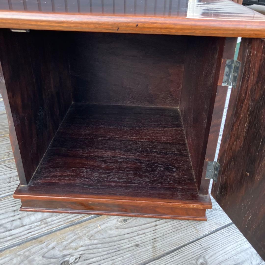 昭和レトロ 古家具 花柄彫刻 木彫り 木製文机 引き出し付き座卓 書斎机 古道具