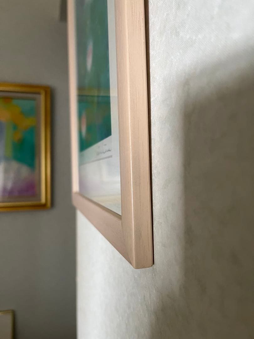 版画　限定　サイン、エデション番号有　額入り　蓮　グリーン系　ジニーキム　睡蓮