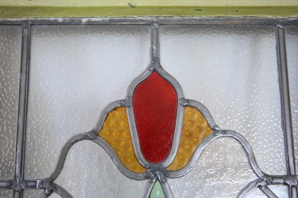 英国アンティークステンドグラス窓枠/ガラスウィンドウ/建具(84-212-7)