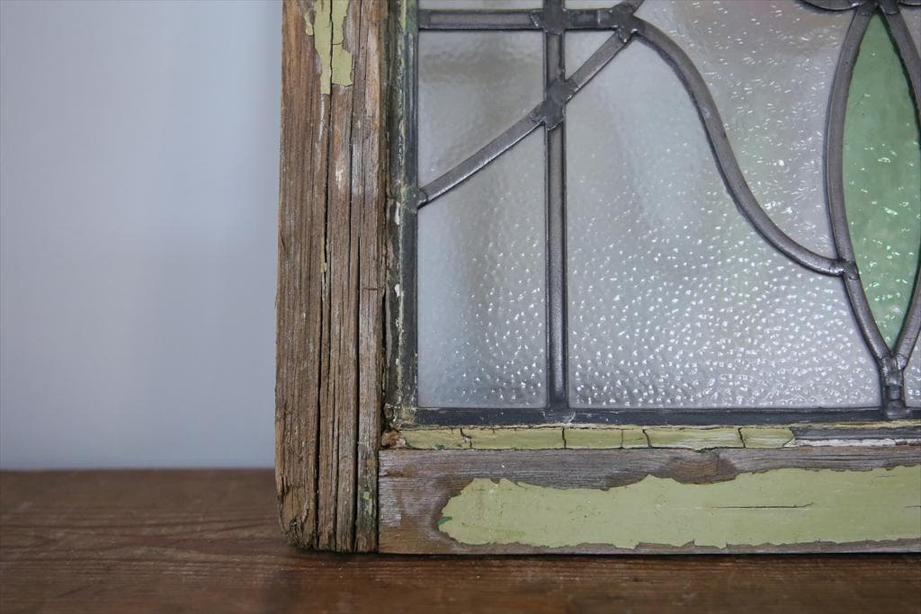 英国アンティークステンドグラス窓枠/ガラスウィンドウ/建具(84-212-7)