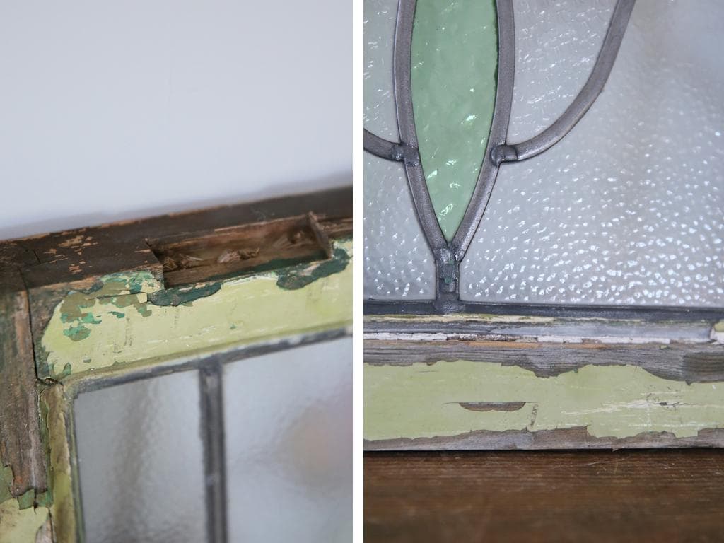 英国アンティークステンドグラス窓枠/ガラスウィンドウ/建具(84-212-7)