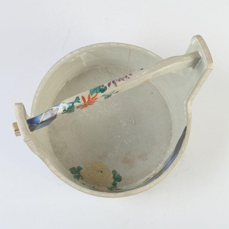 茶道具　陶斉作　色絵　花草文　手桶鉢　N　9817