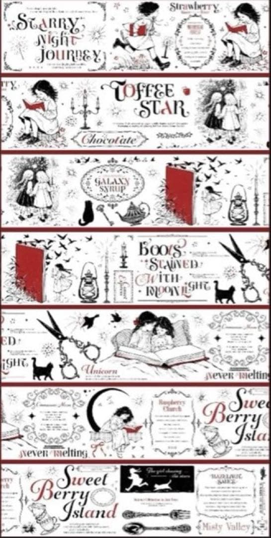 PET 红 7cm×10m 海外マスキングテープ　海外マステ　英字　女の子　人物