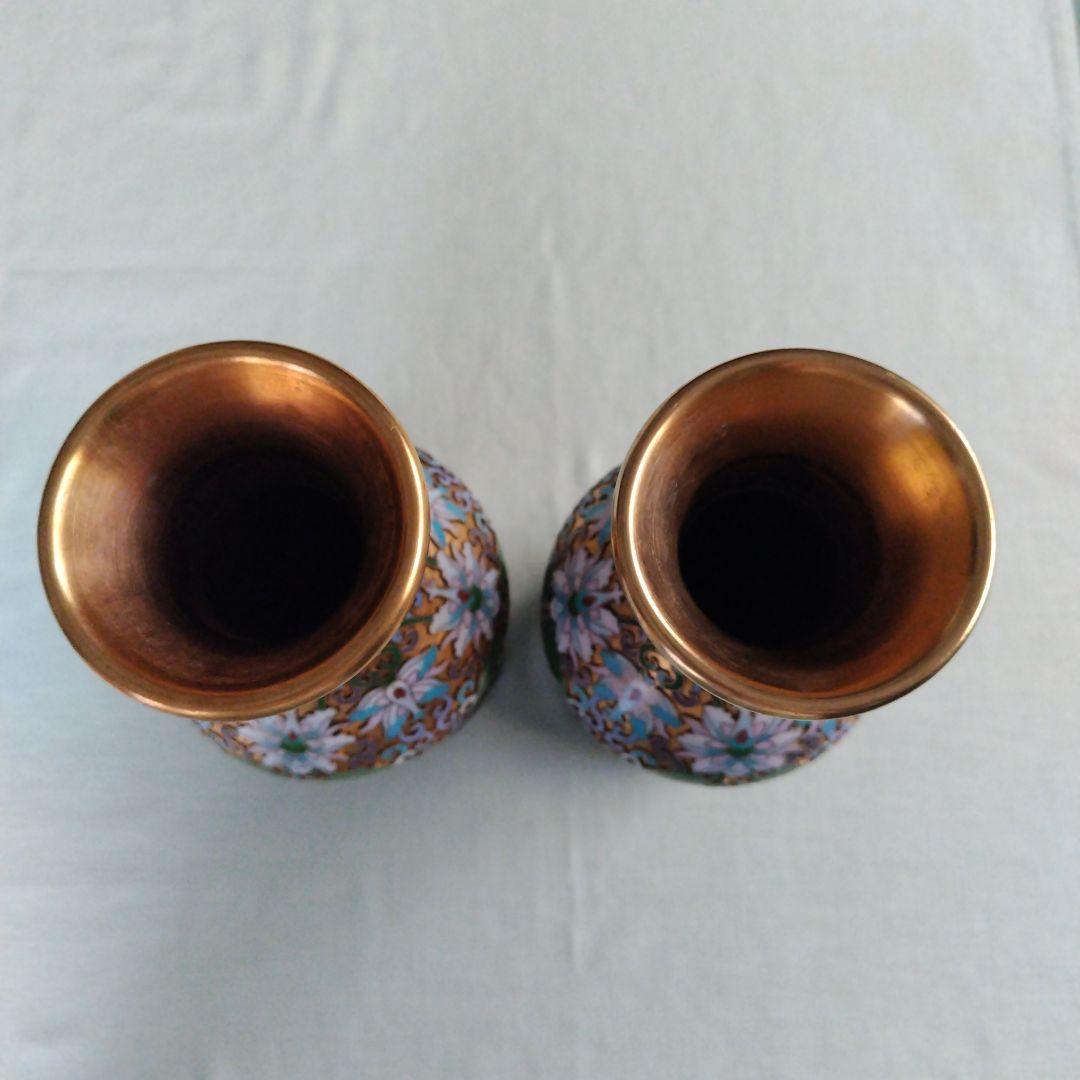 JINGFA エナメル塗装の花柄装飾花瓶（高さ約21cm）