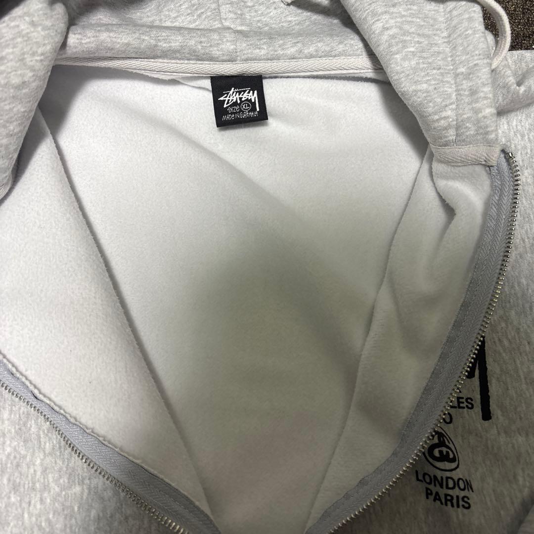 正規品　Stussy ワールドツアー フルジップパーカー グレー XLサイズ