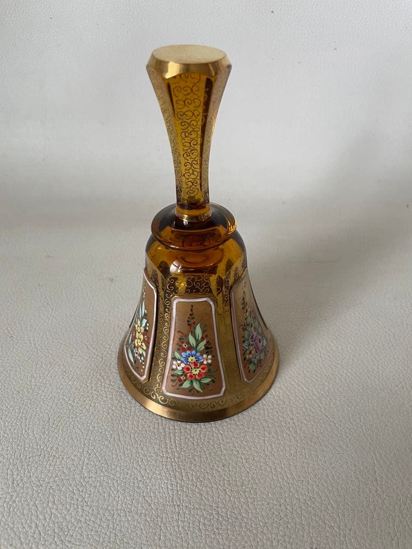 エーゲルマン ハンドベル 呼び鈴 チェコ共和国 製 ボヘミアガラス アンバー