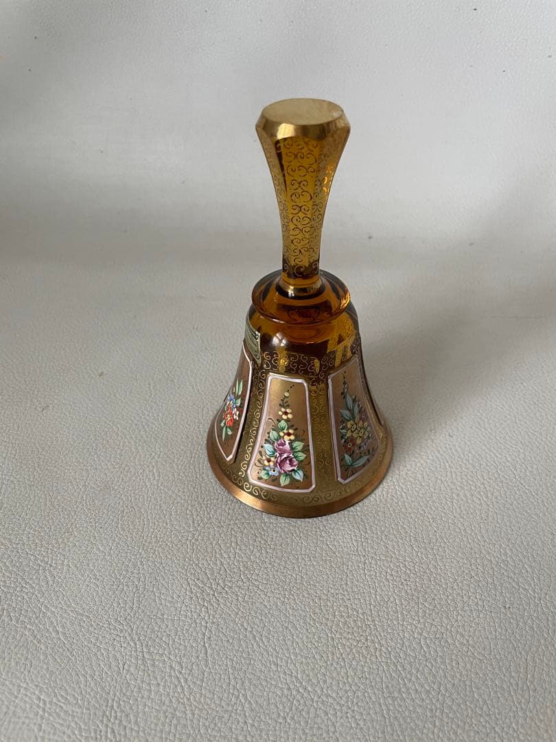 エーゲルマン ハンドベル 呼び鈴 チェコ共和国 製 ボヘミアガラス アンバー