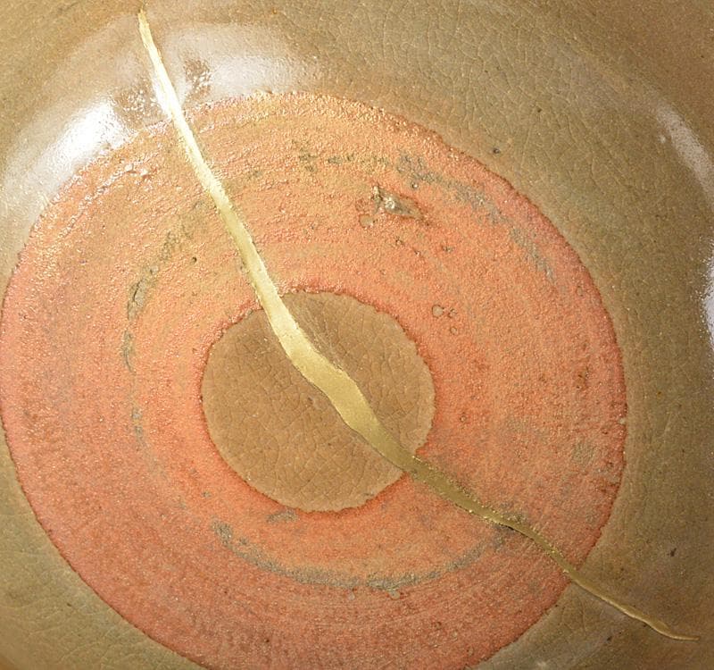 中国　越州窯青磁　茶碗　鉢　金継ぎ直し　時代箱　V　R4867