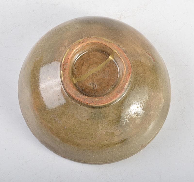 中国　越州窯青磁　茶碗　鉢　金継ぎ直し　時代箱　V　R4867