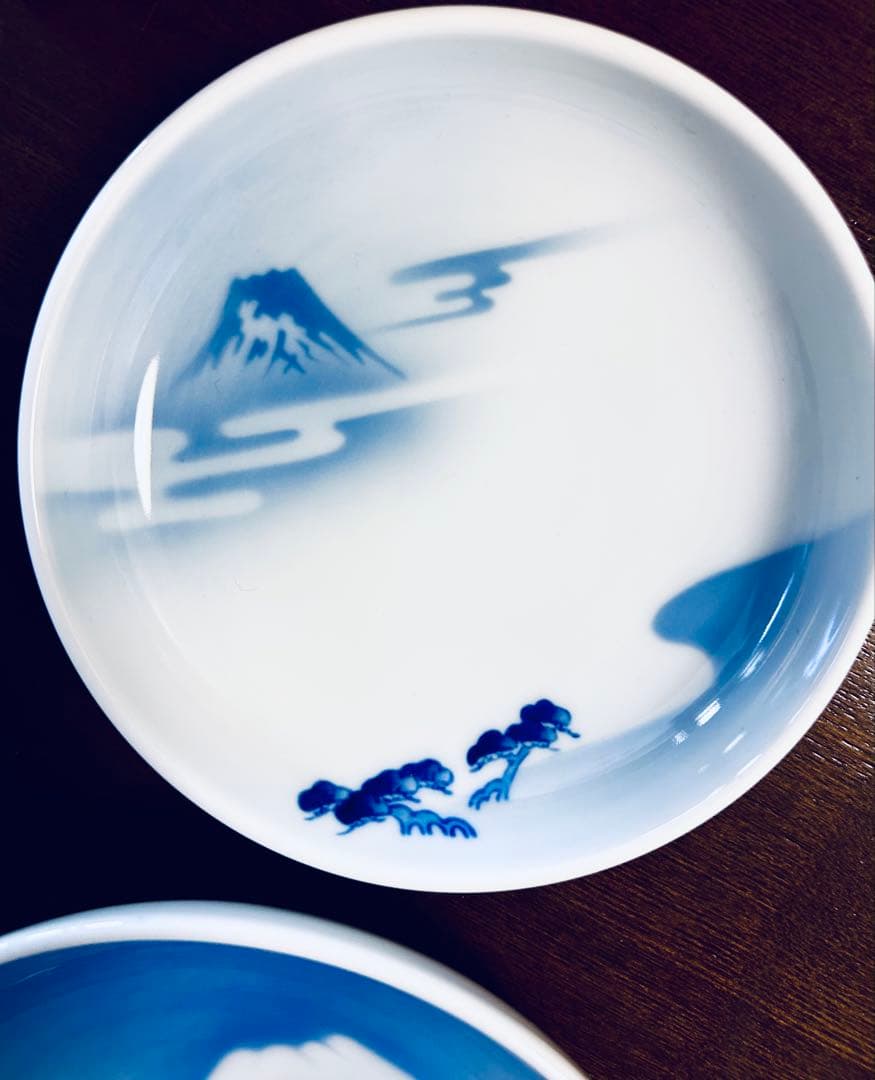深川製磁 富士三景 祝い皿　３枚セット
