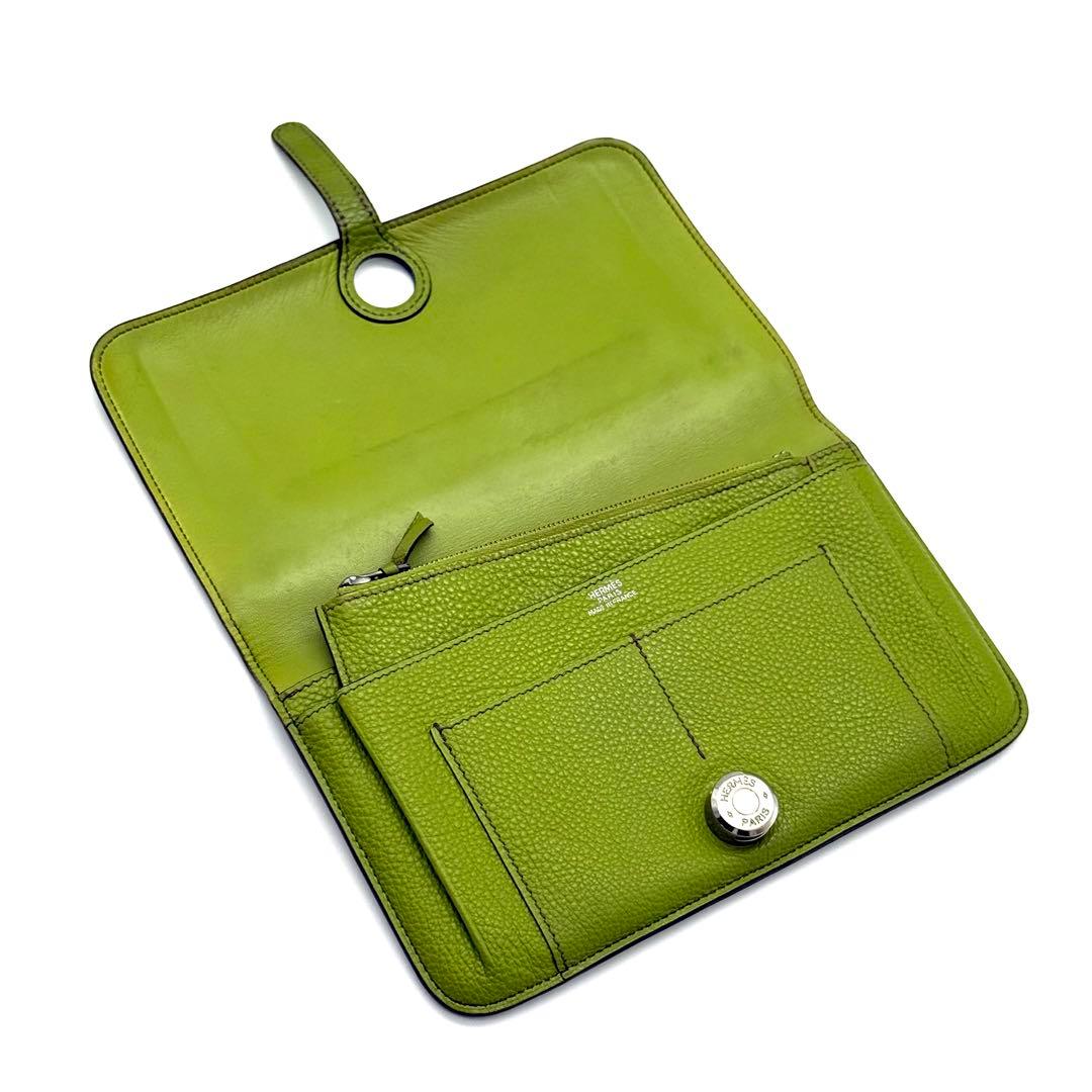 極上美品✨エルメス ドゴン GM デュオ グリーン 長財布 P25