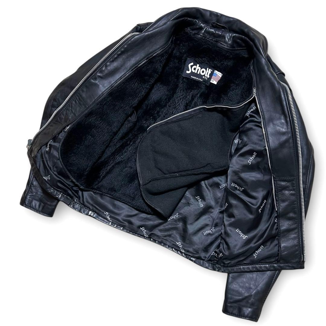 専用！品番 Schott 643 レザー シングルライダース 34 ボアライナー