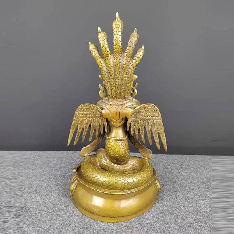 铜制 龙树菩萨 龙胜观音佛像 女娲蛇仙 蛇女 開運 風水 招財 置物 工芸品