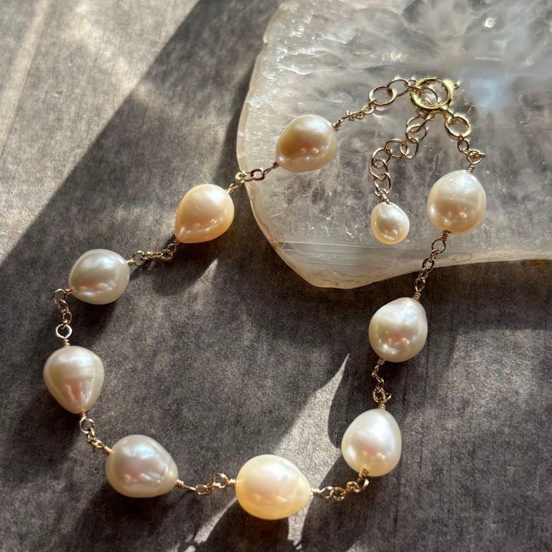 【専用です】淡水パール ぷっくり雫✴︎14kgfブレスレットB175他・計3点