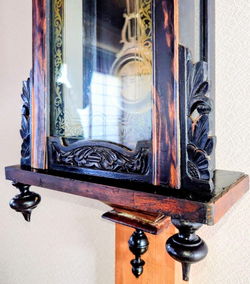 〈完動品〉精工舎　黒柿　装飾スリゲルゼンマイ振り子時計 アンティーク古時計