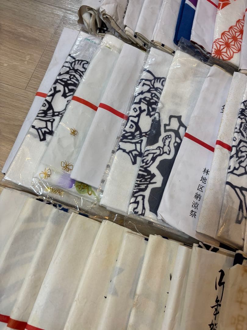 手ぬぐい 手拭い 生地 古布 粗品 昭和レトロ 長期保管品　60枚　まとめて