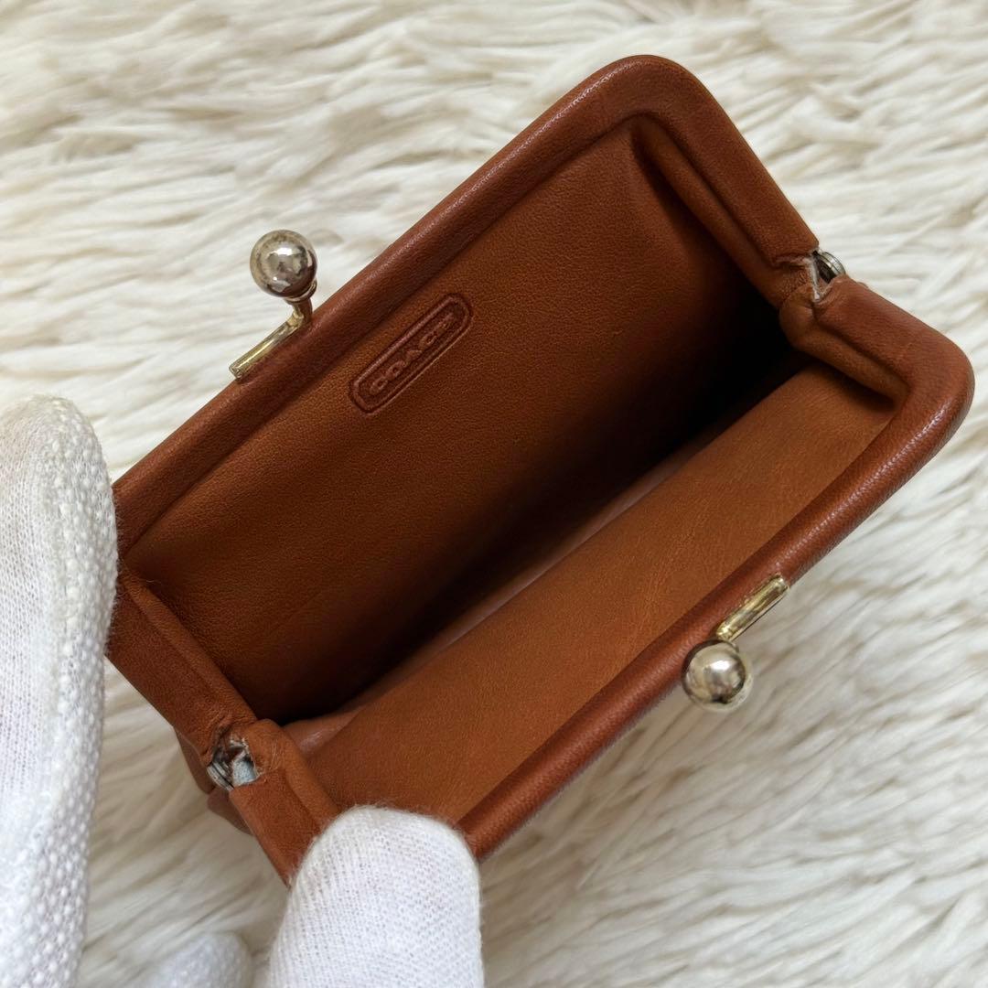 【希少美品】オールドコーチ　がま口 ケース　 グラブタンレザー　ブラウン