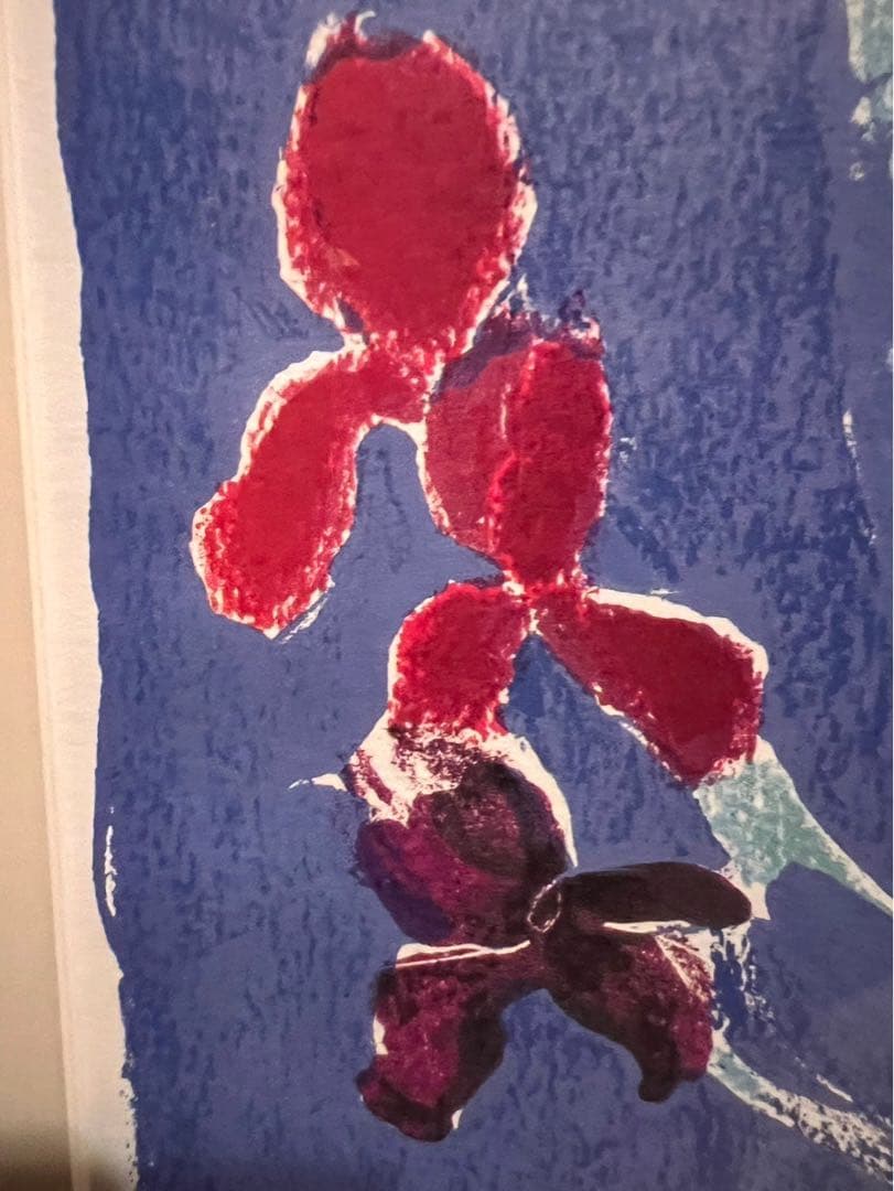 ベルナール カトラン 青い背景のアイリスの花束 2枚 セット 額縁 アート