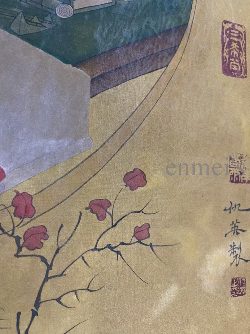 中国古美術 明代 仇英款 人物画 掛軸 絹布 唐物 古画 名家書画 水彩画 肉筆