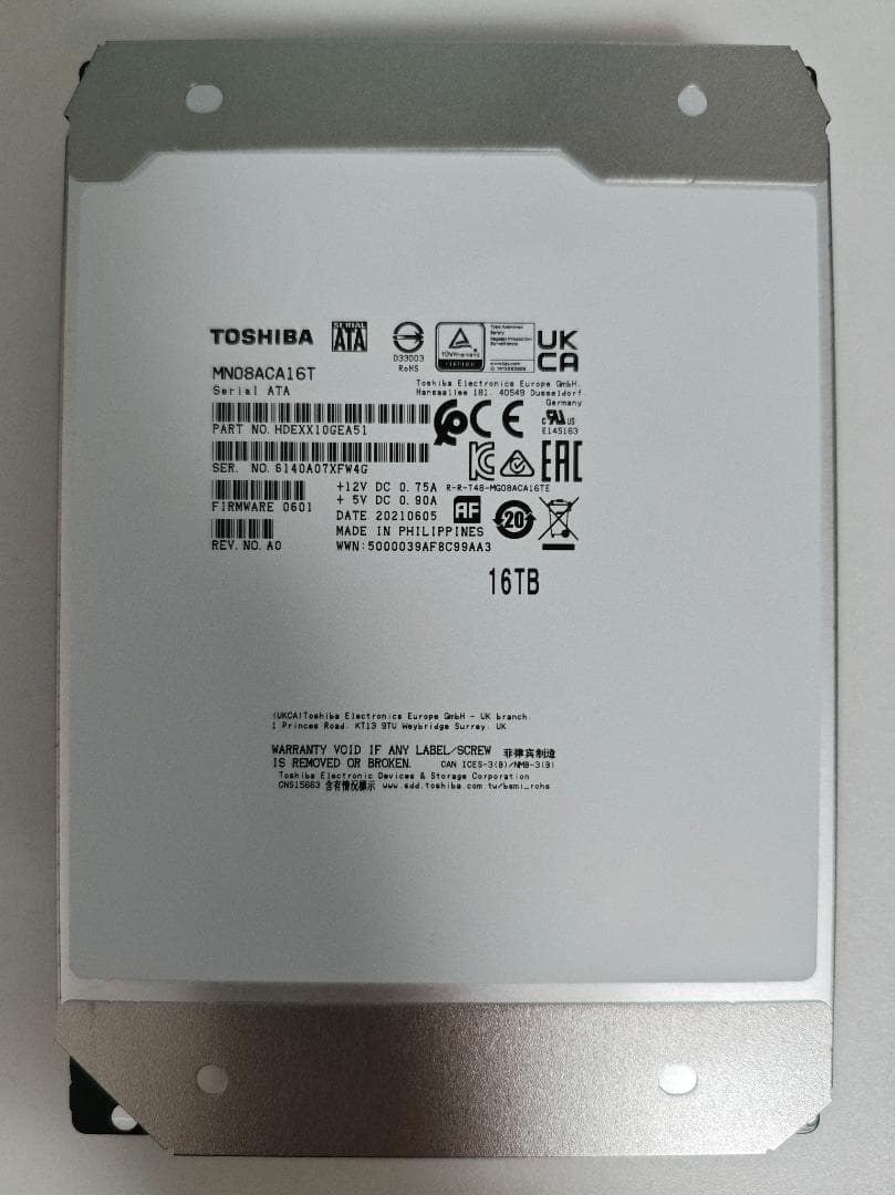 東芝 3.5インチ内蔵HDD 16TB (MN08ACA16T) 2台セット