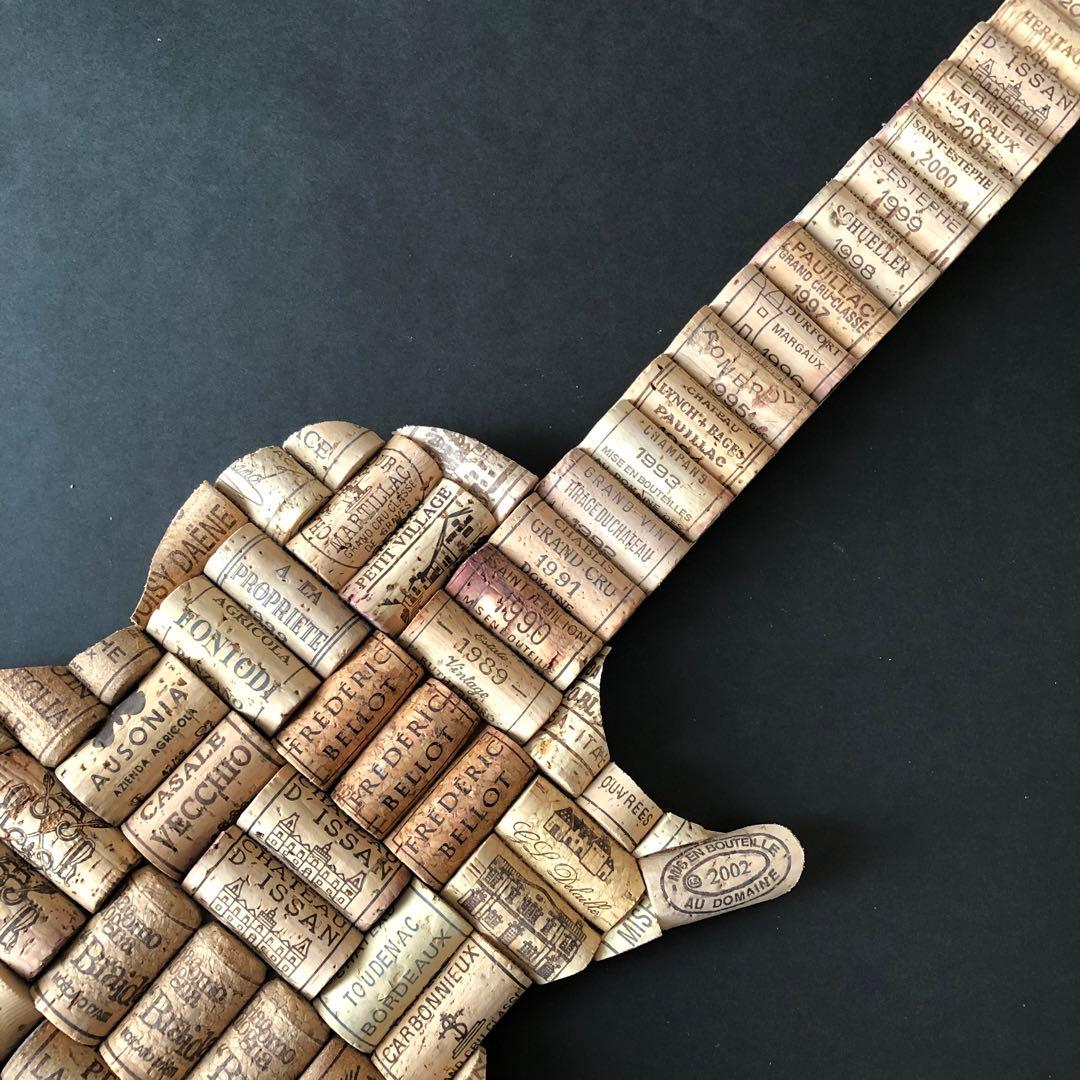 ワインコルク　コルクアート エレキギター　ハンドメイド　インテリア