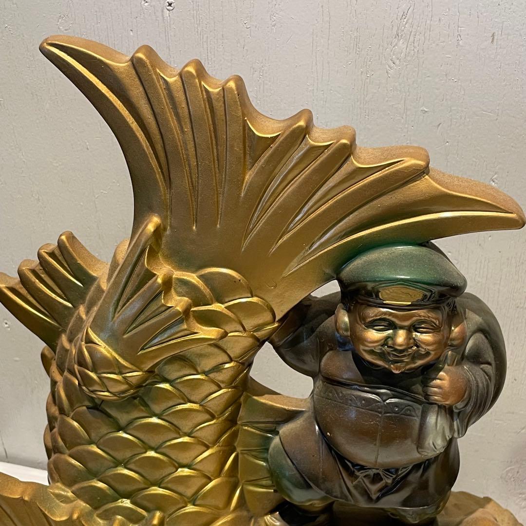 金のしゃちほこ　恵比寿大黒 しゃちほこ 縁起物 陶器　珍品　置物　昭和レトロ