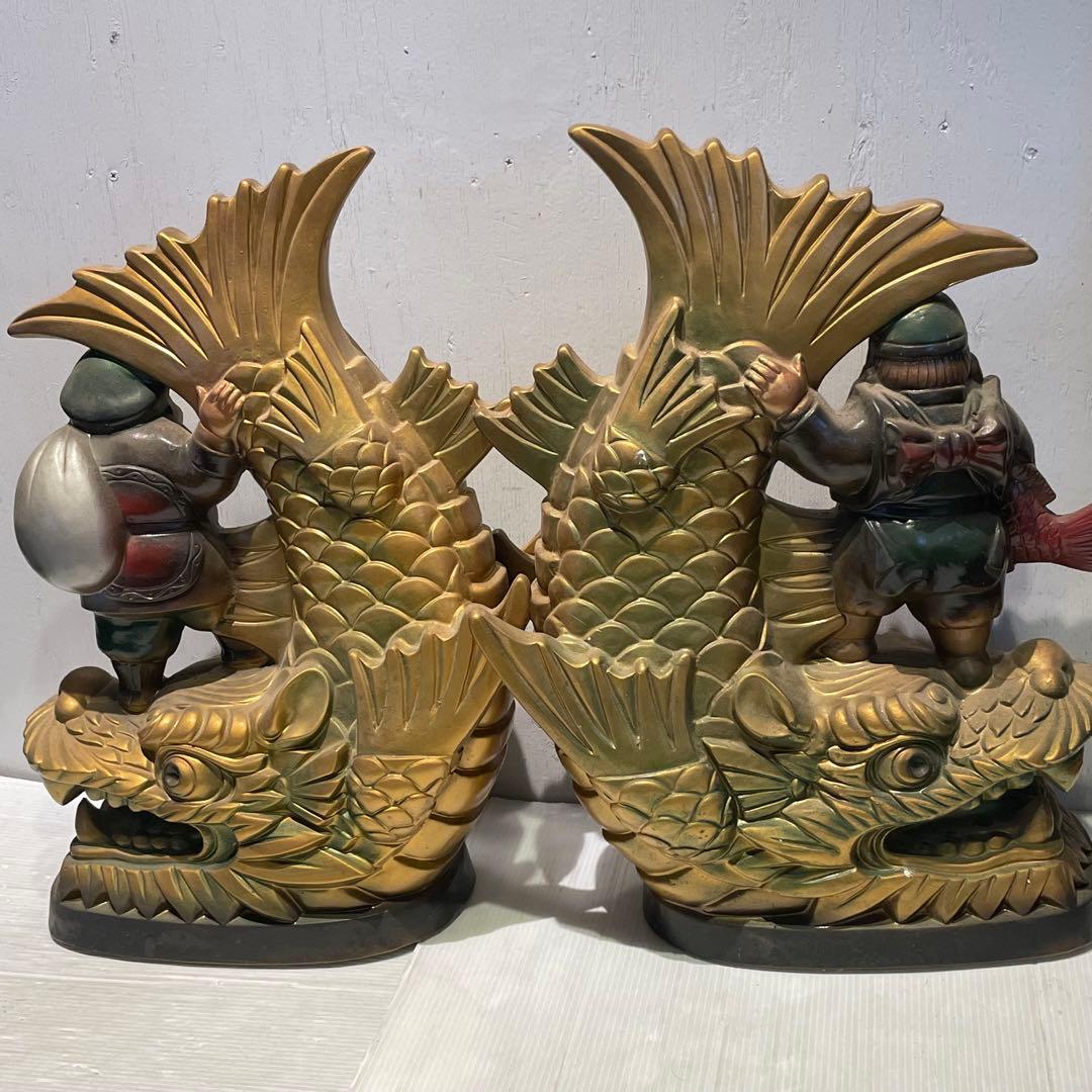 金のしゃちほこ　恵比寿大黒 しゃちほこ 縁起物 陶器　珍品　置物　昭和レトロ