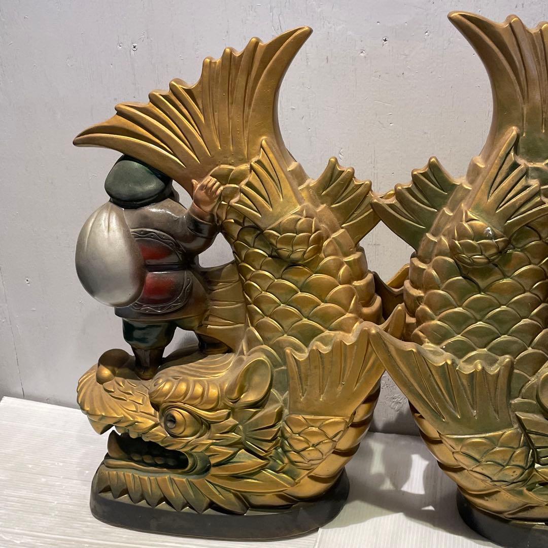 金のしゃちほこ　恵比寿大黒 しゃちほこ 縁起物 陶器　珍品　置物　昭和レトロ