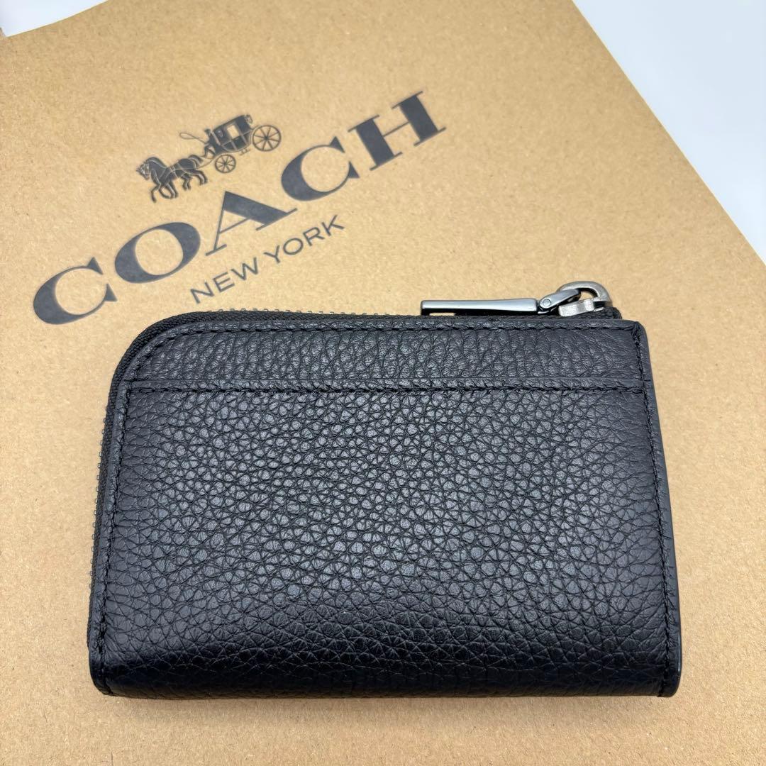 【COACH☆新品】 ジップ キー ケース！ブラック！ペブル レザー！