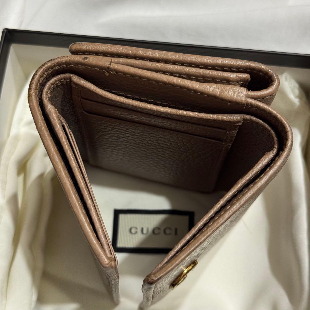 GUCCI グッチ GG マーモント 3つ折り コンパクト ベージュ