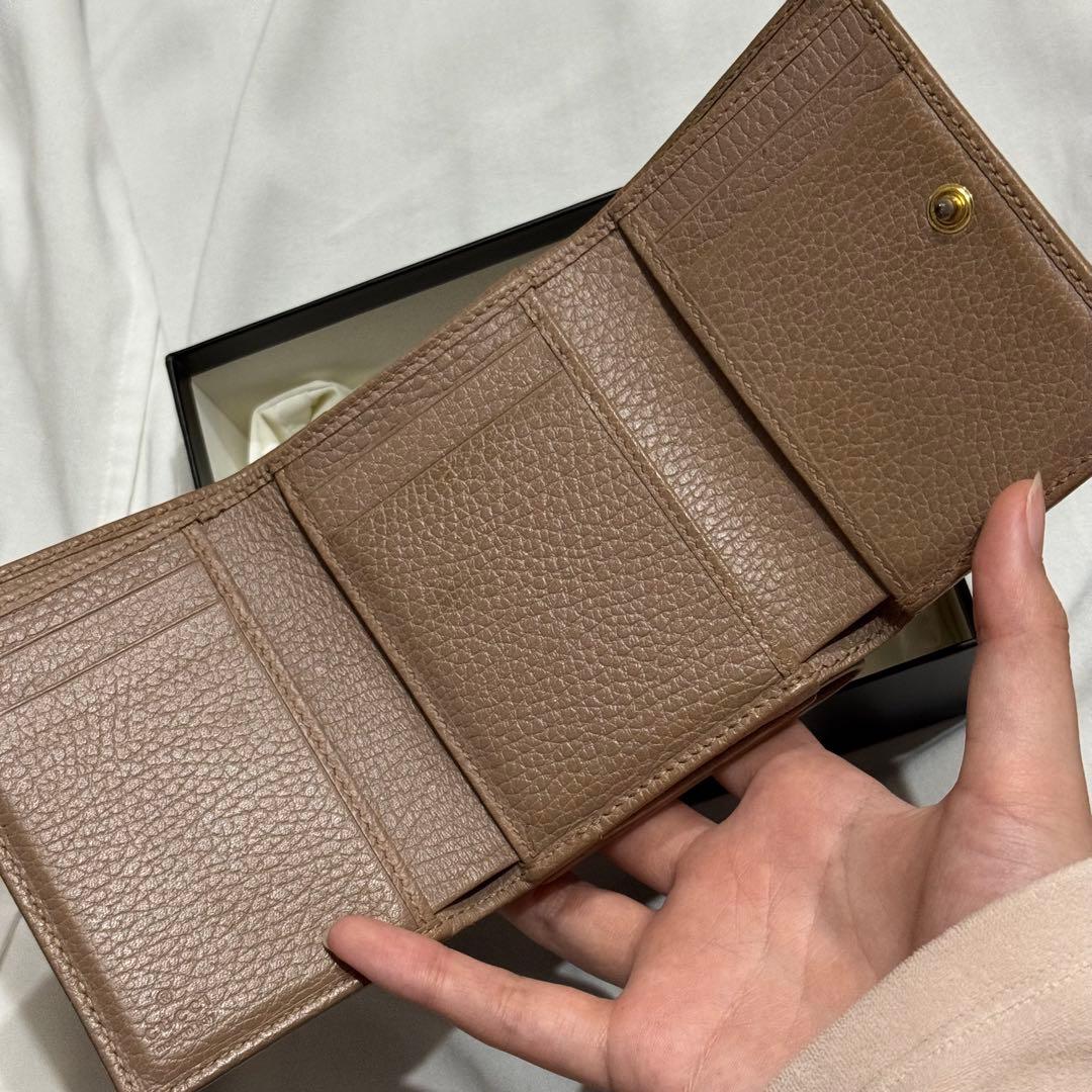 GUCCI グッチ GG マーモント 3つ折り コンパクト ベージュ