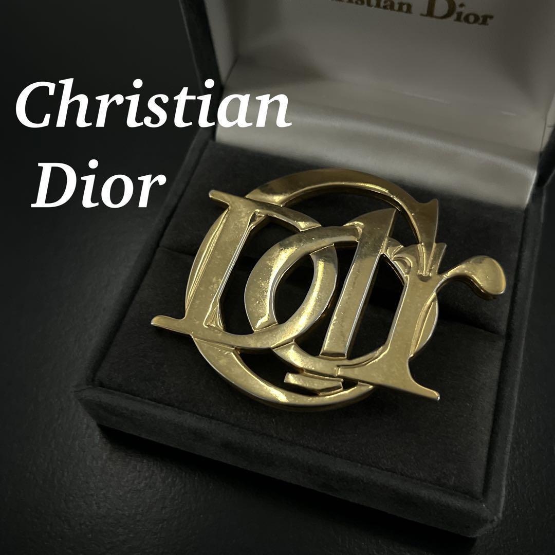 美品　オールド　クリスチャンディオール　ピンブローチ　コサージュ　刻印　ゴールド