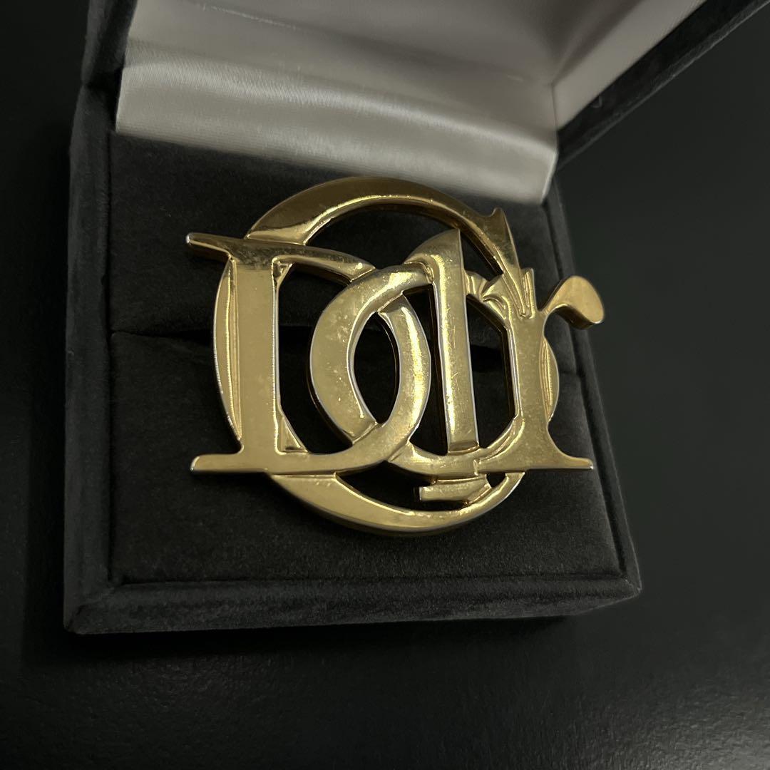 美品　オールド　クリスチャンディオール　ピンブローチ　コサージュ　刻印　ゴールド