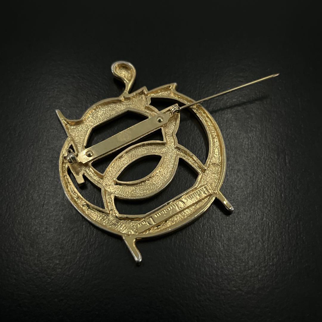 美品　オールド　クリスチャンディオール　ピンブローチ　コサージュ　刻印　ゴールド