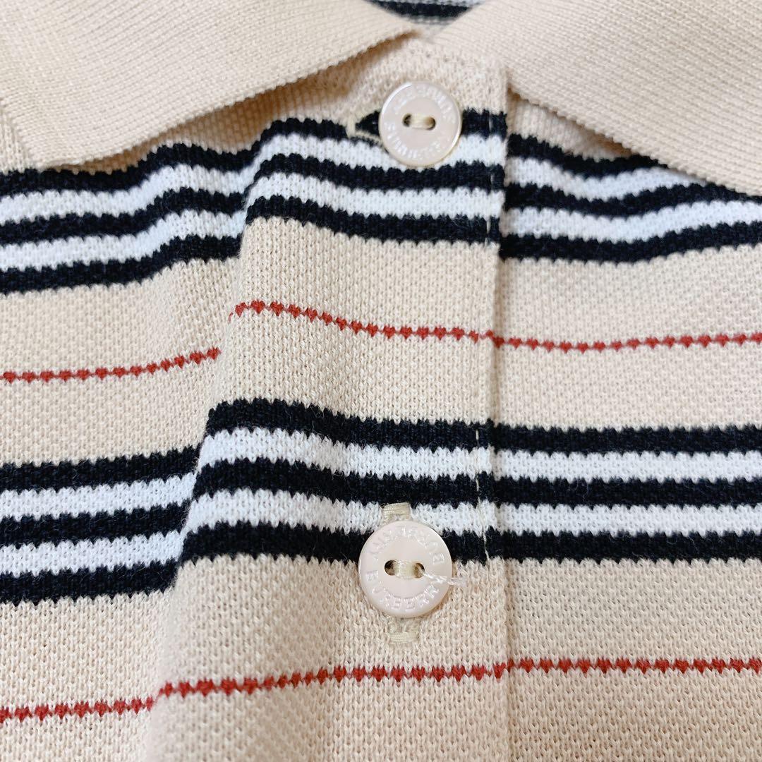 タグ付き美品 BURBERRY ベージュ ノバストライプ ポロシャツ 半袖 15