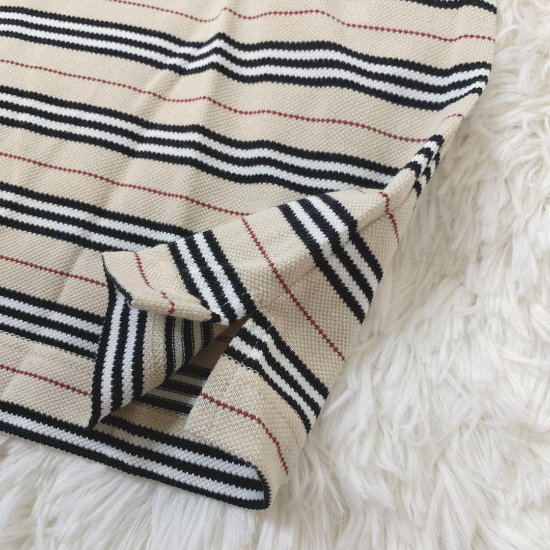 タグ付き美品 BURBERRY ベージュ ノバストライプ ポロシャツ 半袖 15