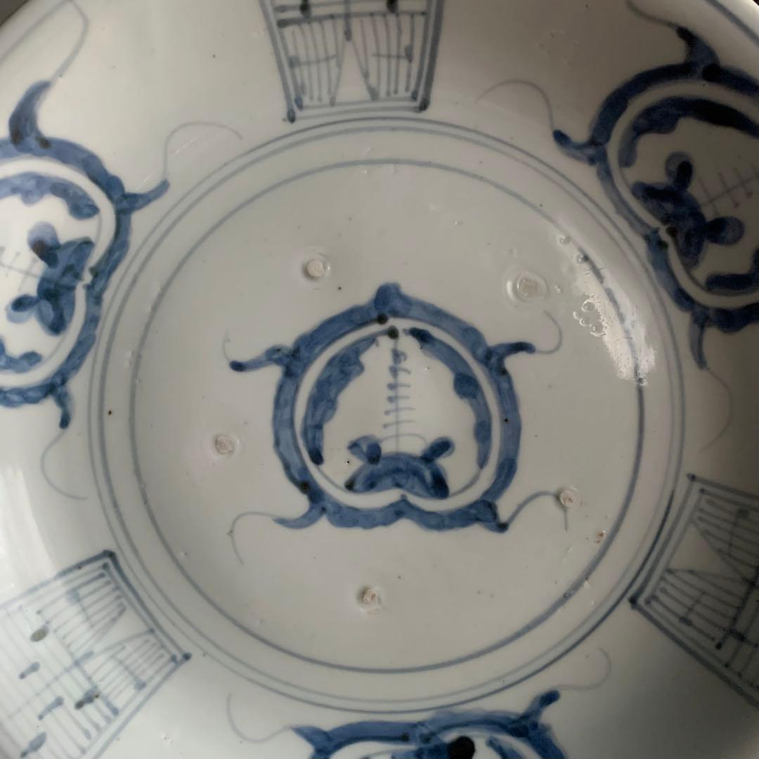 染付 宝珠？文 深皿 中皿 波佐見焼 古伊万里 古道具 古美術 くらわんか手
