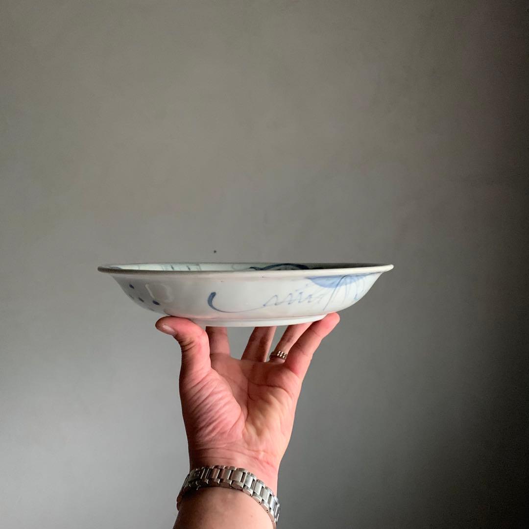 染付 宝珠？文 深皿 中皿 波佐見焼 古伊万里 古道具 古美術 くらわんか手
